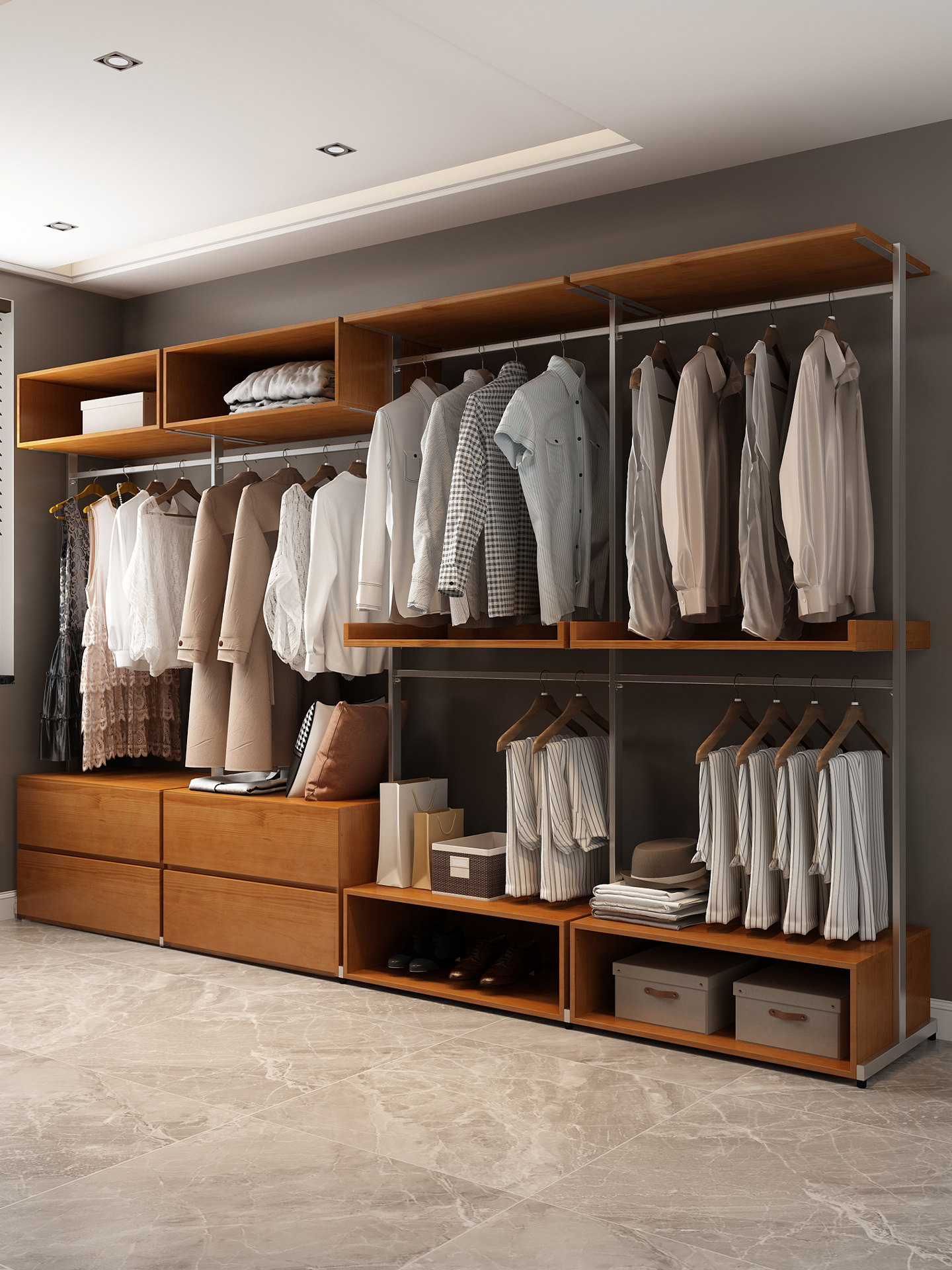 金属衣柜全实木2025新款爆款卧室家用铁艺钢架结构转角定制衣帽间