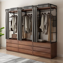 纯实木衣柜2025新款爆款卧室家用衣橱金属铁艺钢架结构定制衣帽间