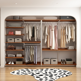纯实木衣柜2025新款爆款卧室家用衣橱金属铁艺钢架结构定制衣帽间