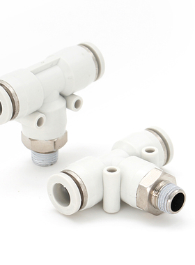 气动白色精品接头PB4-M5 T型三通6-01/PB8-02正螺纹PB12-04/10-03