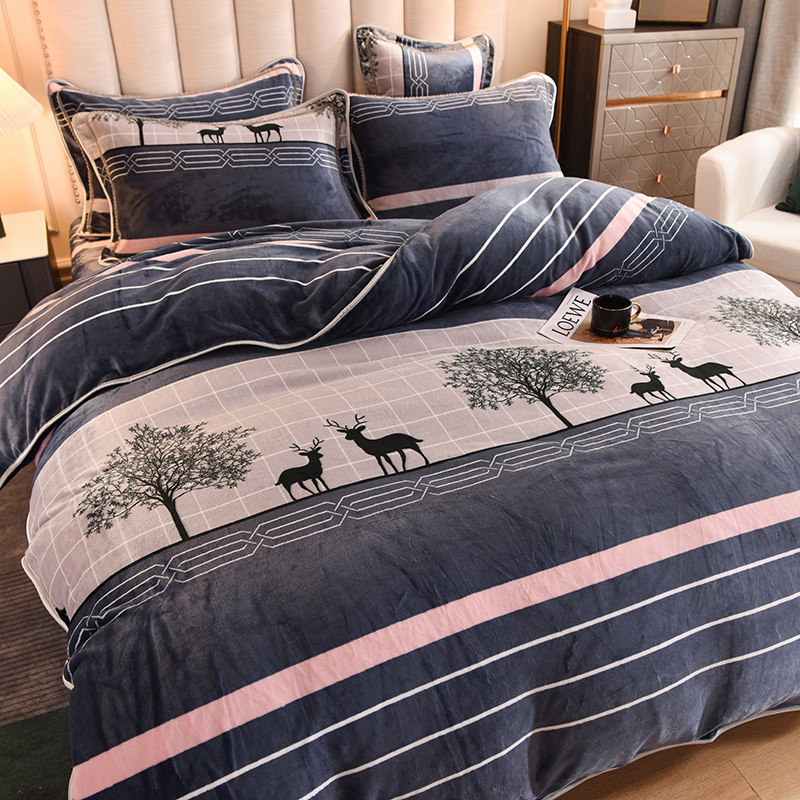 8斤重加厚保暖牛奶绒四件套