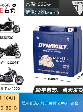 适用凯旋火箭贝纳利1200GT高金Thor1000 YTX20CH-BS摩托车12V电池