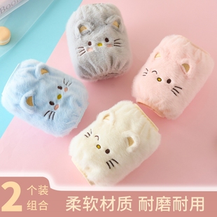 套袖女款羽绒服套袖儿童毛绒卡通猫咪袖套女冬季耐脏护袖学生防污