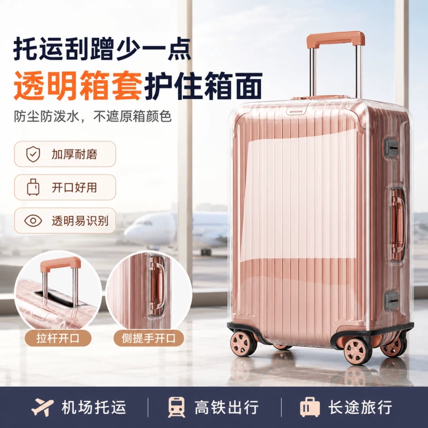 透明行李箱保护套加厚耐磨高弹拉杆箱套防水防尘旅行箱防刮保护罩