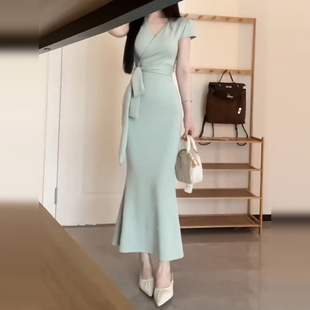独特漂亮掐腰包臀长裙 法式 性感修身 鱼尾连衣裙子女夏季 2025新爆款