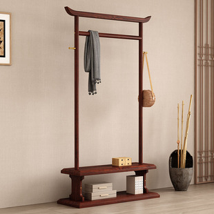 新中式实木一体衣帽架卧室落地衣架新款民宿古风多功能展示挂衣架