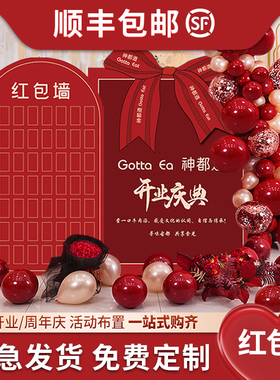 圣诞元旦红包抽奖墙创意kt板美容院开业气球布置签到翻老公周年庆