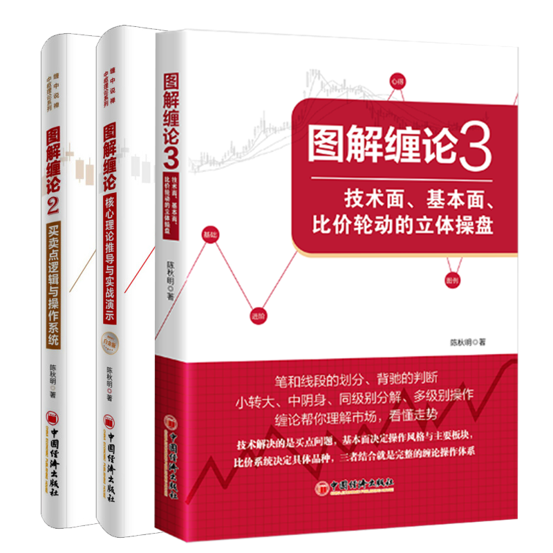 图解缠论 3册套装核心理论推导与实战演示+买卖点逻辑与操作系统+技术面基本面比价轮动的立体操盘股票投资个人理财书-封面