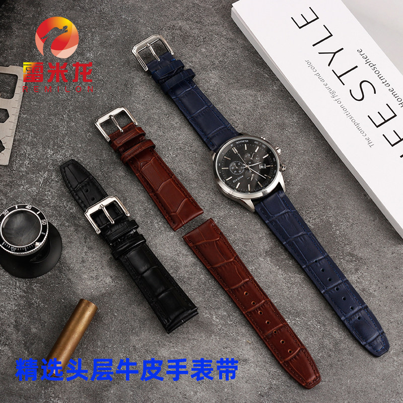 雷米龙真皮手表带 适配万宝龙明星 天梭t068卡森表带T099407A杜鲁尔男21MM头层牛皮表带表链配件