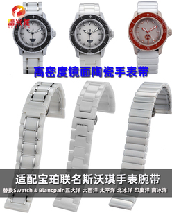 雷米龙优质陶瓷手表带 替换Swatch&Blancpain联名手表腕带 斯沃琪&宝珀五十噚五大洋镜面陶瓷表带配件男