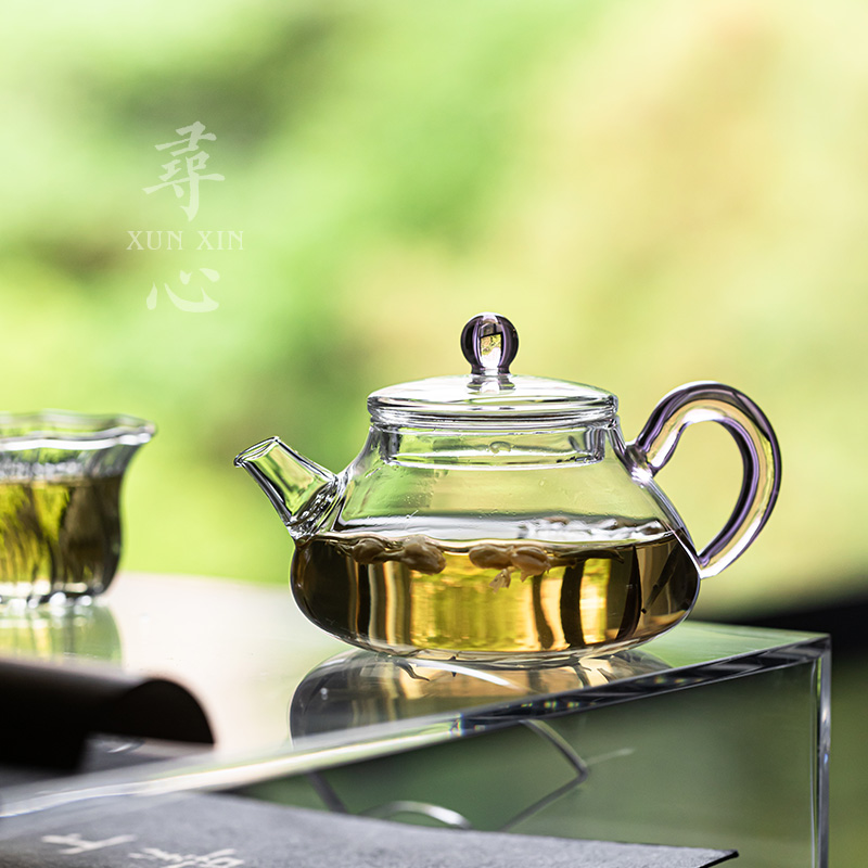 寻心高硼硅耐高温玻璃茶壶家用泡茶壶单壶加厚带过滤冲茶器花茶壶