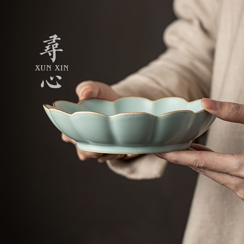 寻心手工汝窑开片壶承茶具壶托