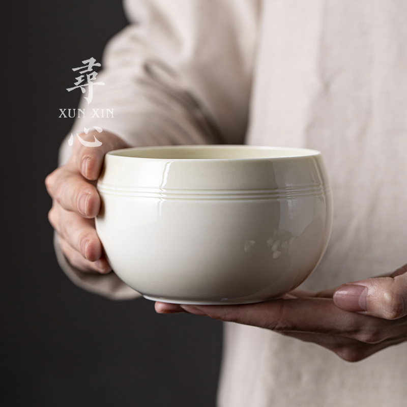 寻心仿古手工青灰釉建水