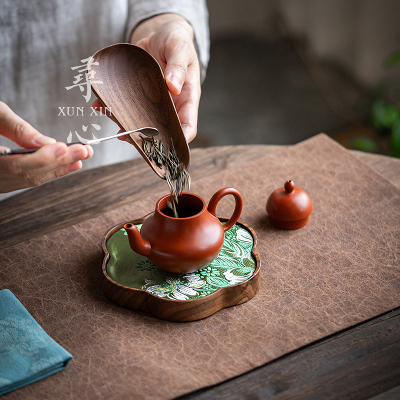 寻心北美胡桃木梅花壶承中式禅意干泡台杯垫锦织布艺小型家用壶托,餐饮具,茶道/零配,淘宝优惠券,粉丝福利购,淘宝优惠卷