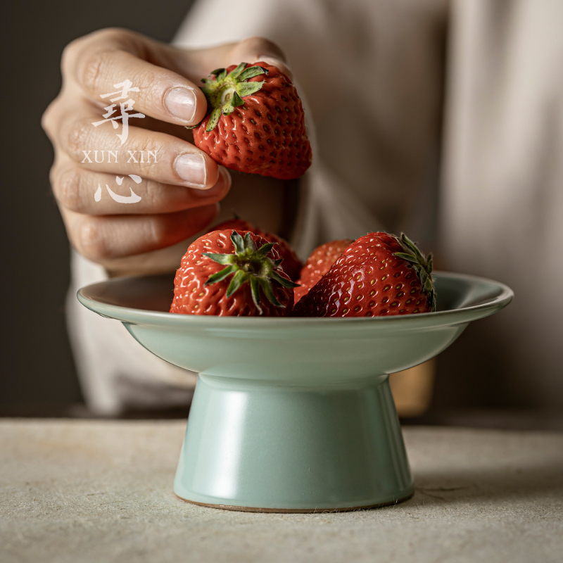 寻心手工陶瓷中式汝窑果盘