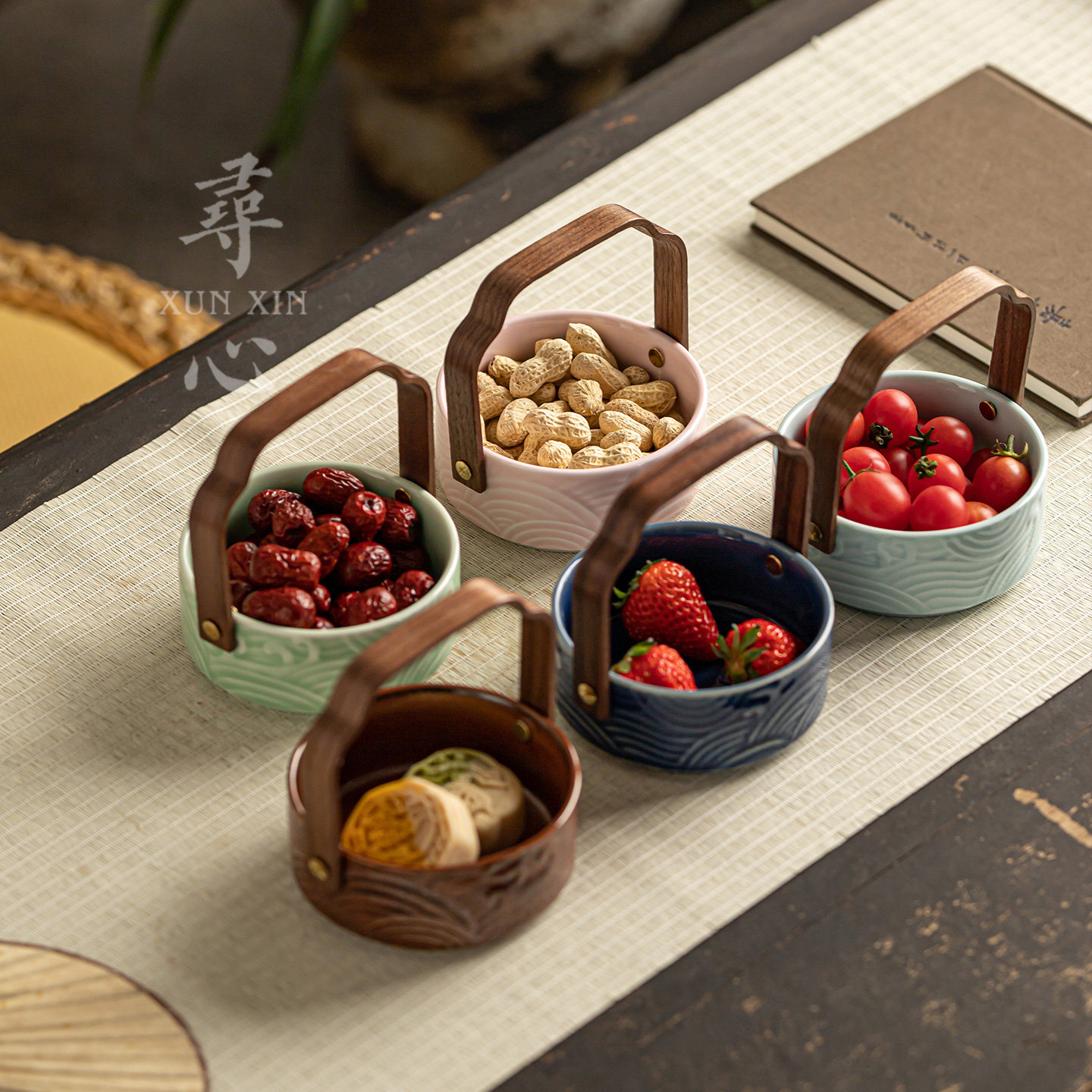 寻心陶瓷复古手提果篮水果盘坚果盒零食收纳盒家用客厅茶室水果篮,餐饮具,果盆/果盘/果篮,淘宝优惠券,粉丝福利购,淘宝优惠卷