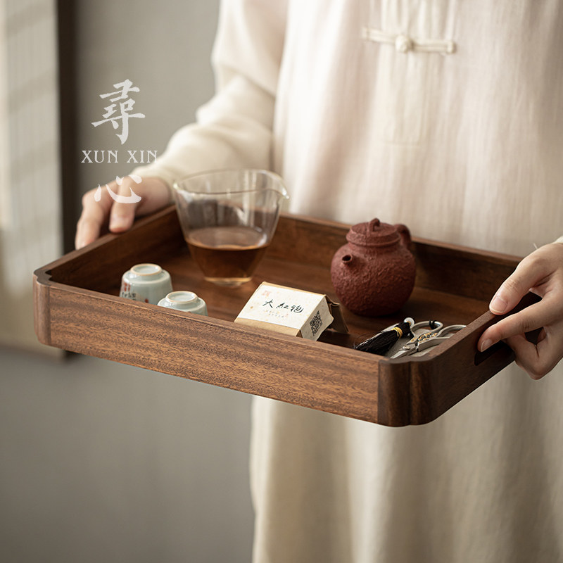 家用胡桃木茶盘长方形实木托盘奉茶盘创意茶具托盘茶杯收纳盘餐盘,餐饮具,茶盘,淘宝优惠券,粉丝福利购,淘宝优惠卷