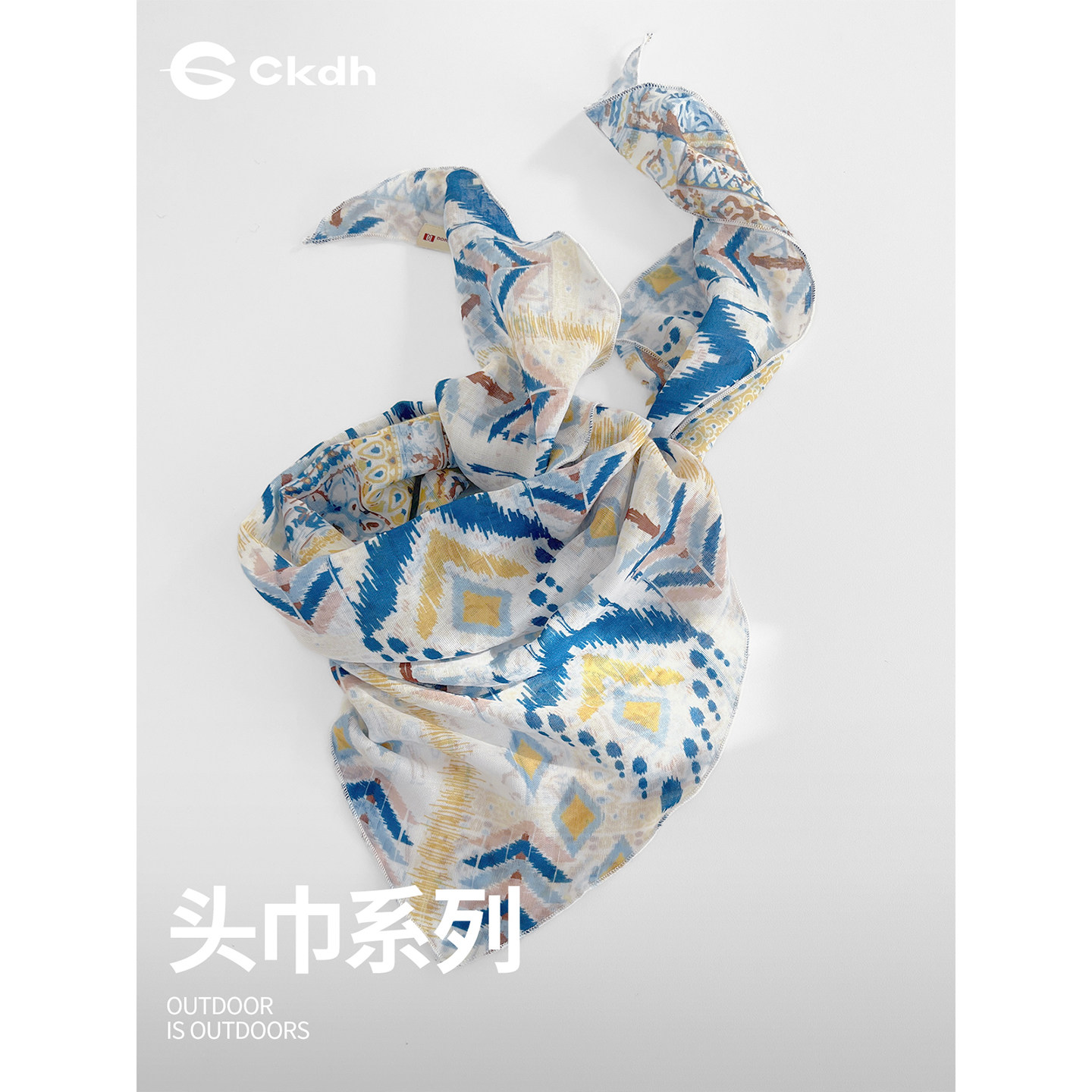 CKDH春夏多巴胺丝巾2026新款双面印花包头头巾情侣百搭卷边三角巾