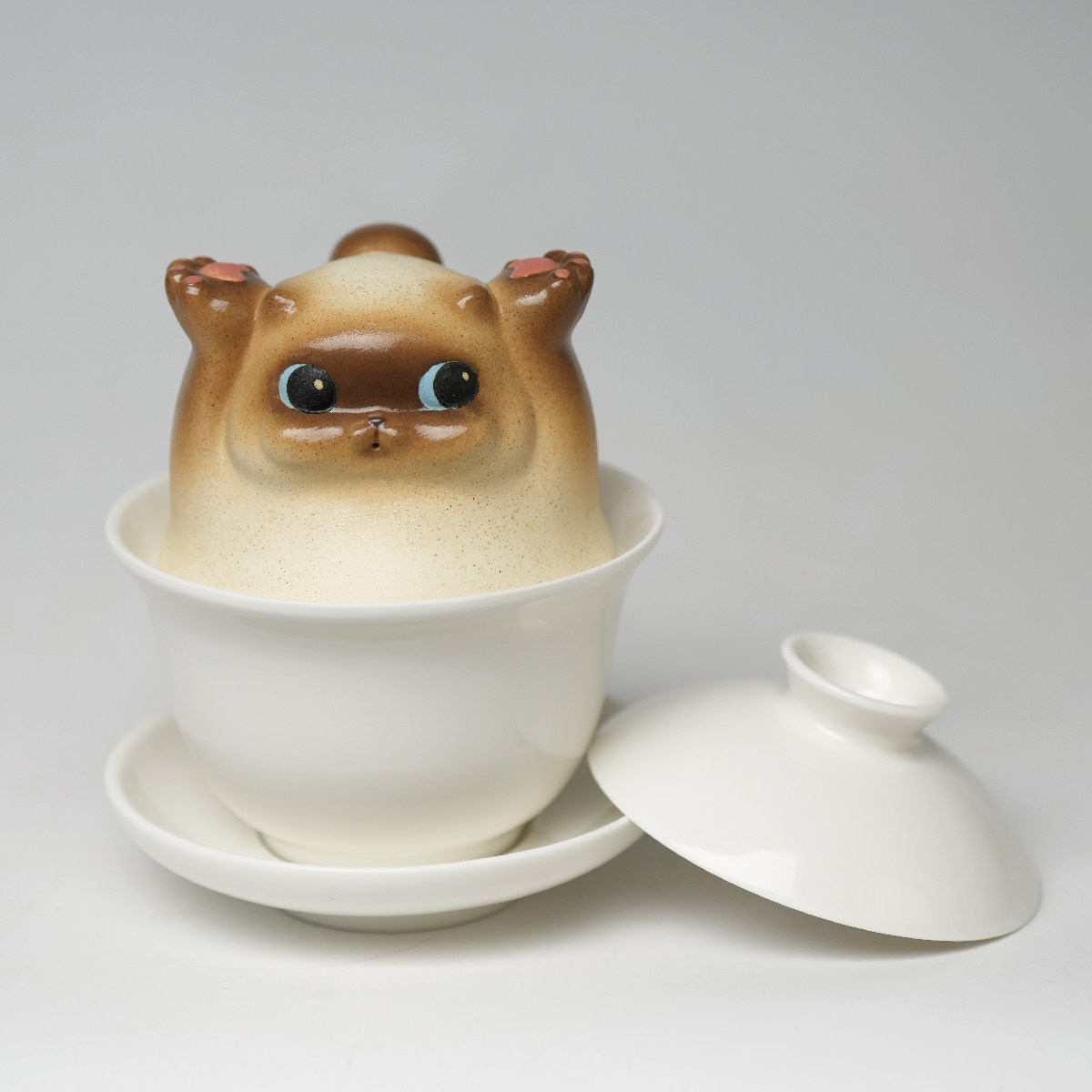 银河磁场举高高猫猫创意茶杯主人杯盖碗套装