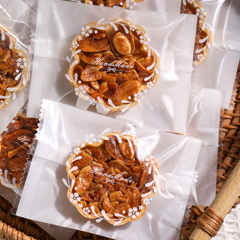 加厚樱花糯米船包装袋牛轧饼干机封袋曲奇雪花酥袋子英文高级花环