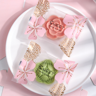 樱花机封袋桃花酥绿豆糕包装袋50克80g鲜花糕点月饼100g透明袋子