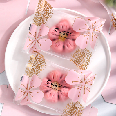 桃花知春酥包装袋鲜花饼传统糕茶点心月饼蛋黄酥绿豆糕透明机封袋