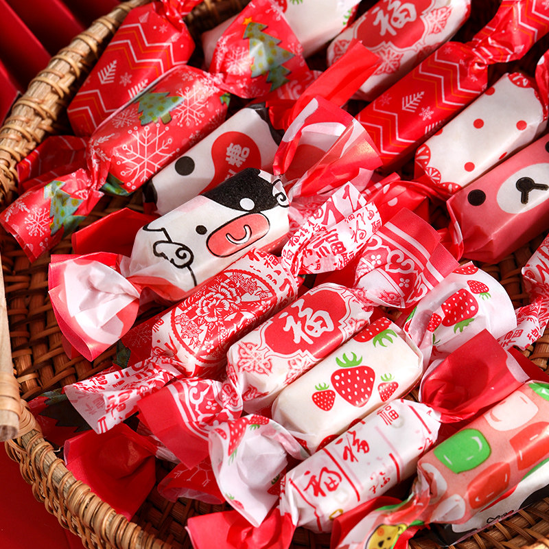 新年糖纸包装纸牛轧糖纸卡通包糖果纸幼儿手工可爱动物糖果包装纸