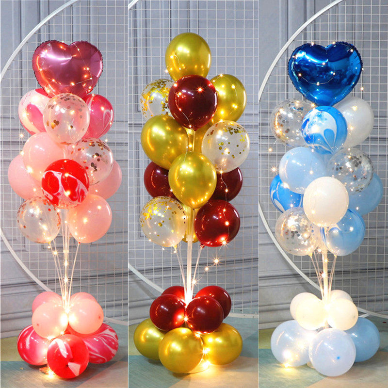 发光地飘气球立柱男孩宝宝生日装饰场景布置路引支架开业周年庆