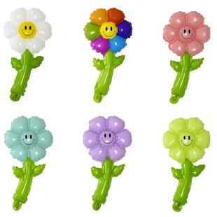 小雏菊花朵气球装饰笑脸太阳花手拿棒周岁生日幼儿园节日活动布置