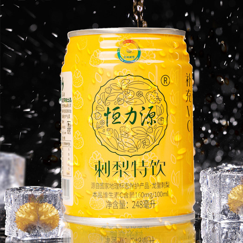 贵州刺梨龙里恒力源刺梨汁果蔬汁饮料罐装臻美拾光刺梨果汁饮料