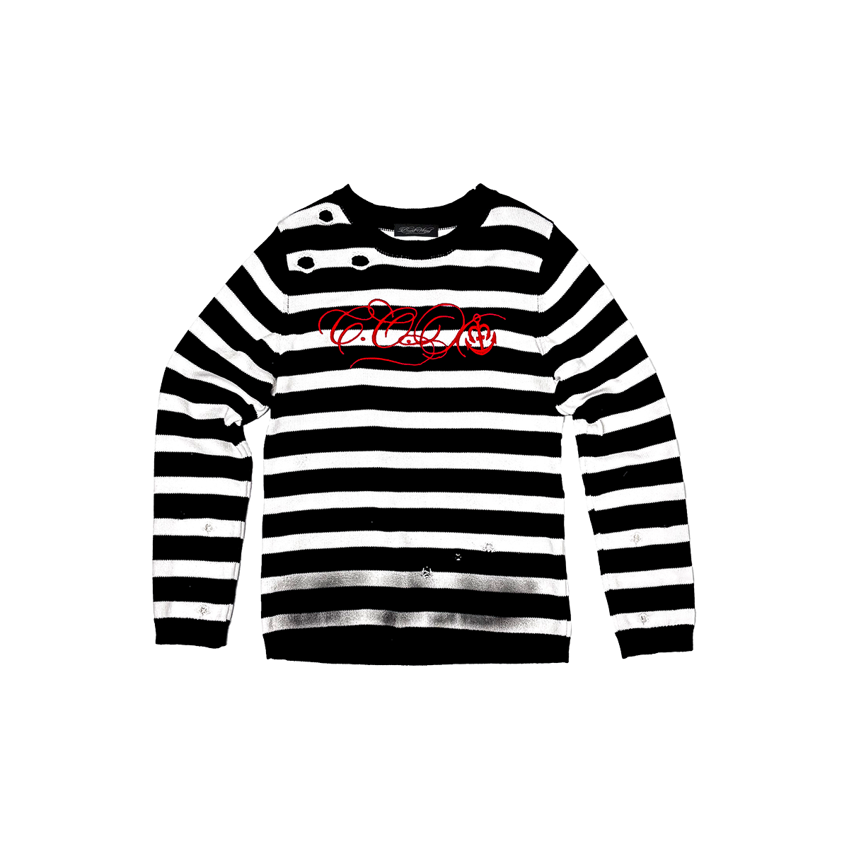 BSSHTTWASIL刺绣条纹破坏毛衣