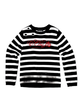 BSSHTTWASIL止痛精神 CaptainOverXtsy(COX)舵手刺绣条纹圆领毛衣