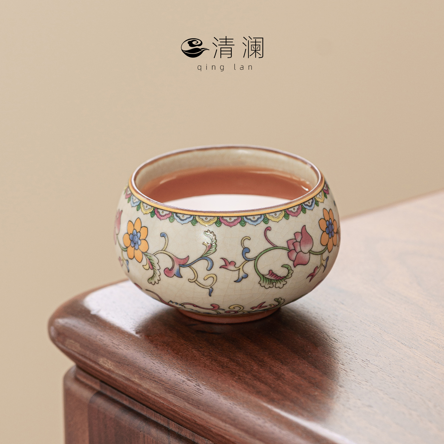 清澜汝窑缠枝莲茶杯主人杯高端