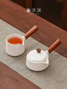 青兰羊肉肥玉边柄锅单锅家用无障碍高档高档白瓷功夫茶具2025新款