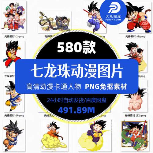 动漫七龙珠人物动画海报卡通热转印图案设计PNG免抠图片矢量素材