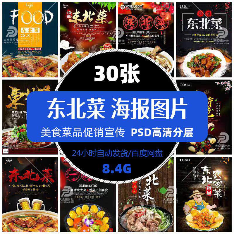 高清餐饮美食东北菜品图片菜谱烹饪促销单张设计海报精选psd素材