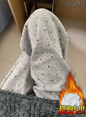 大码300斤波点糯米裤秋冬加绒加厚慵懒风高腰垂感宽松休闲阔腿裤