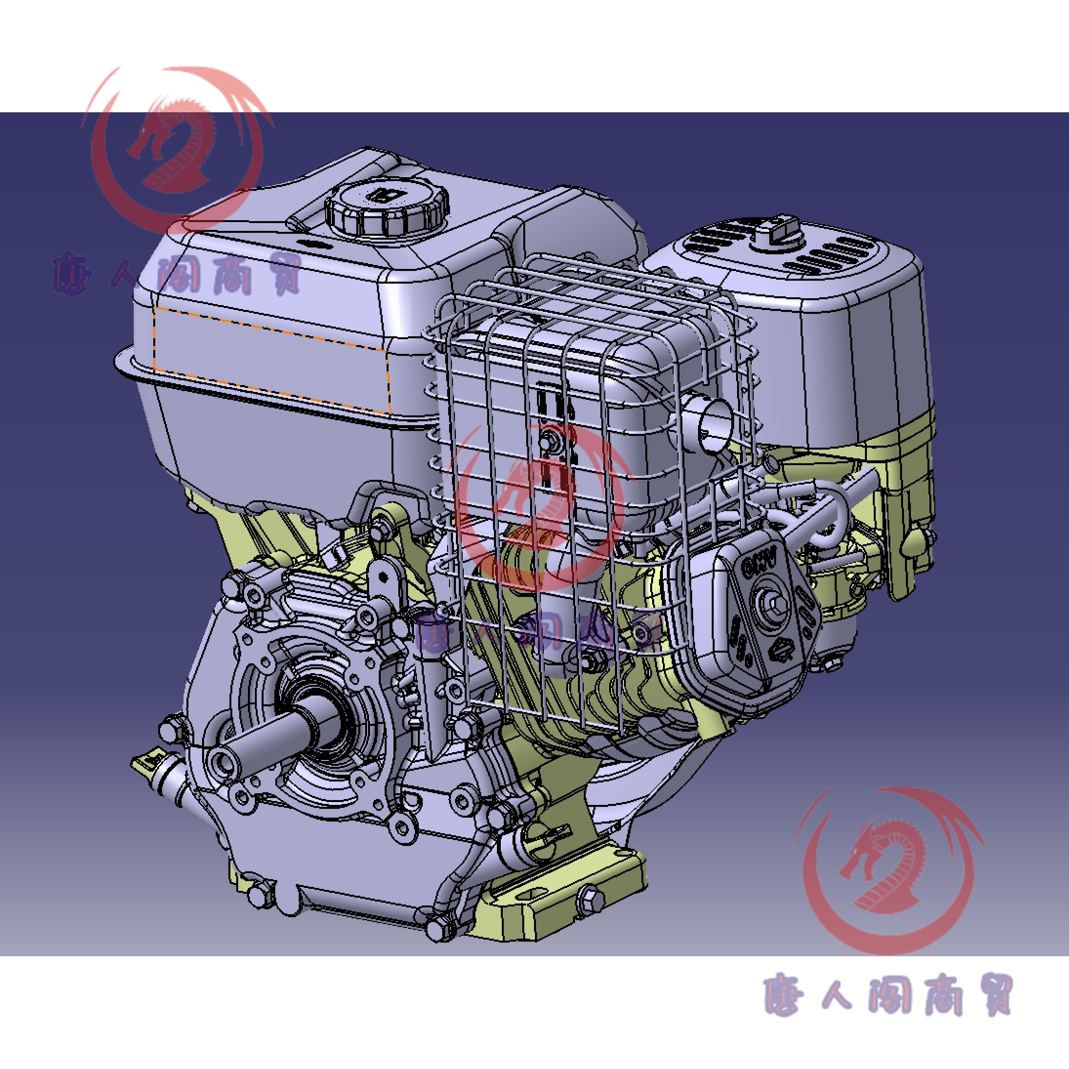 briggs stratton单缸四冲程工业发动机3D数模图纸三维建模STP模型