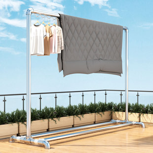 加粗镀锌钢管晾衣架落地阳台卧室挂衣架简易家用晒被水管