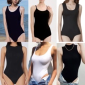 连体外穿上衣修身 欧美背心吊带无袖 女露背加肥大码 打底t恤舞蹈服