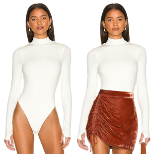 半高领手套拇指袖 胖 女内搭德绒加厚t恤连体衣保暖舞蹈服180斤大码