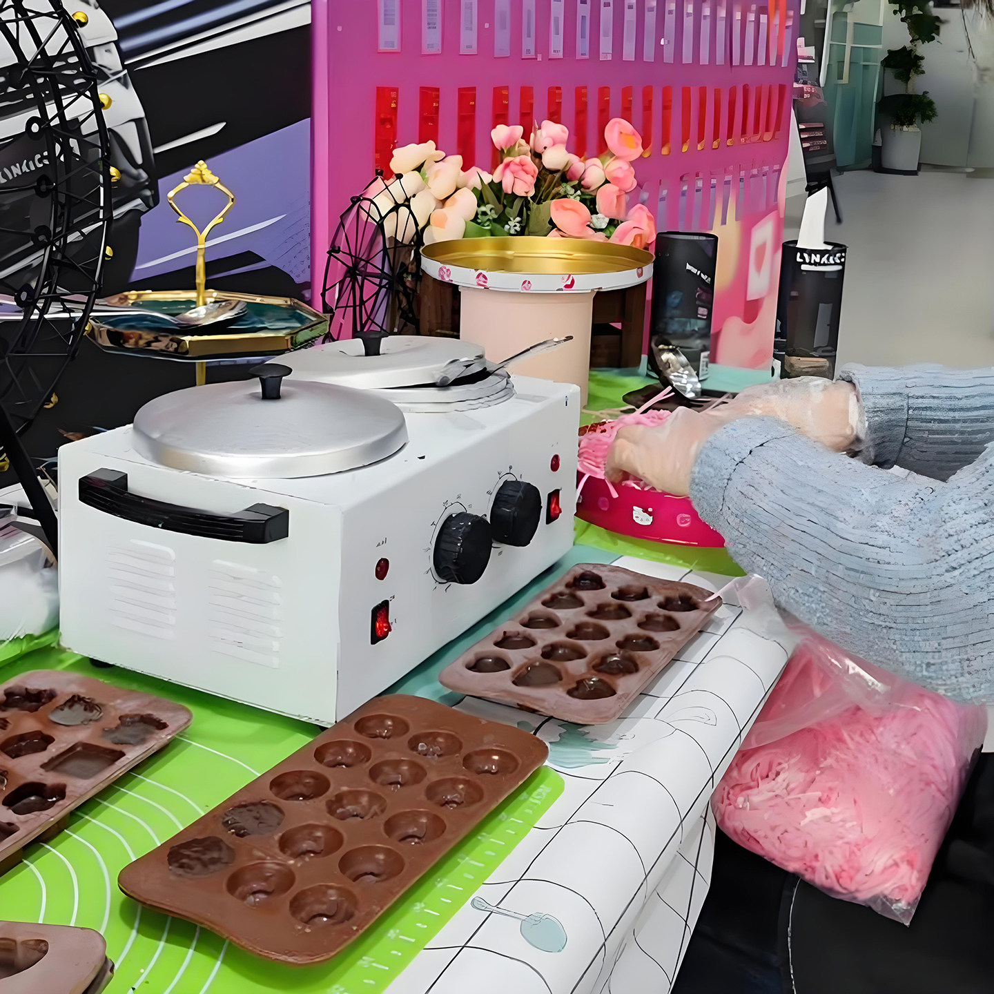 溶化电烤架双头保温锅吉利丁黄油加热锅日式锅碗容器巧克力融化炉