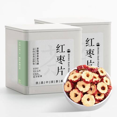 景福山红枣片精选新疆无核大枣红枣干果干气血养生花草茶100g罐装
