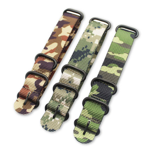 16mm迷彩一体尼龙手表带帆布表链户外运动替换20/22/24mm男手表带