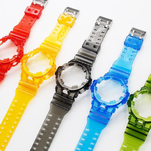 5413 适用于卡西欧表带冰韧GA 735 710 5522透明彩树脂表壳 700SK