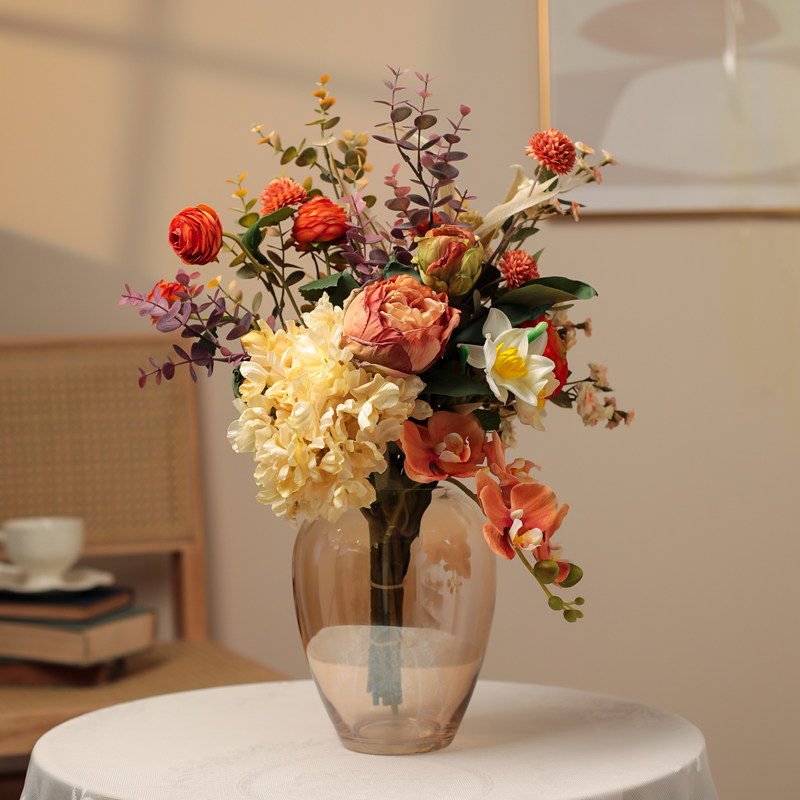 彷真花假花摆设轻奢高端花束餐桌花艺摆花高档客厅装饰花卉摆件