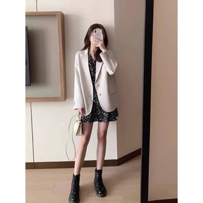 欧洲春季服装女装2025新茶点法式长袖碎花连衣裙两件套女装套装