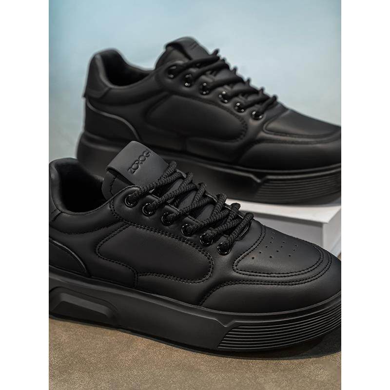 潮牌秋季时尚轻便防水防滑板鞋男百搭休闲皮鞋运动厚底耐磨劳保鞋