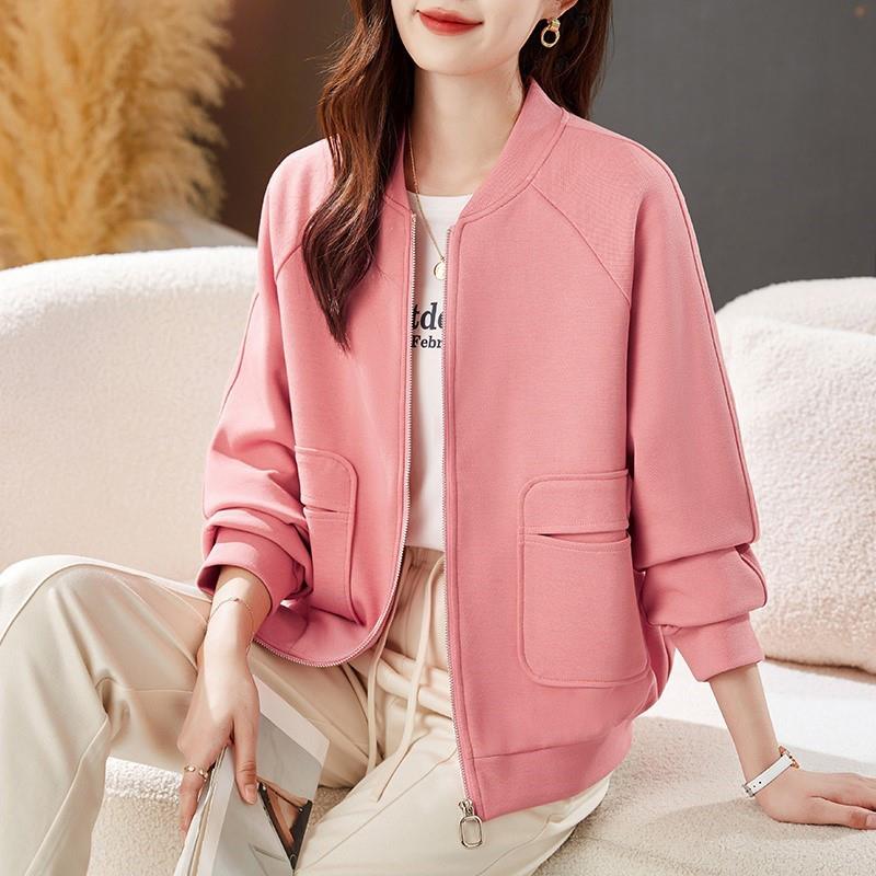 春秋爆款拉链棒球服开衫外套女2024新款简约时尚卫衣女装外穿上衣