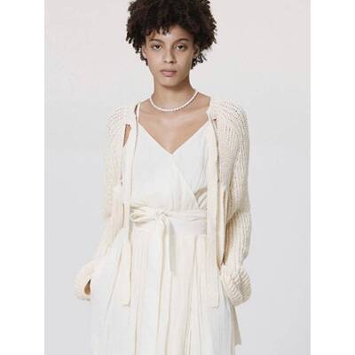 RECTO 针织开衫女2025春秋季新款防晒披肩系带短款小众设计师毛衣